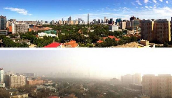 Peking se smogem a bez něj
